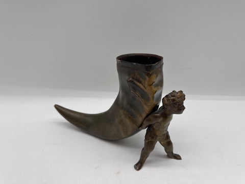 Italian vintage horn vase brass