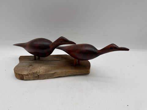 folky hand carved twin shorebirds running position