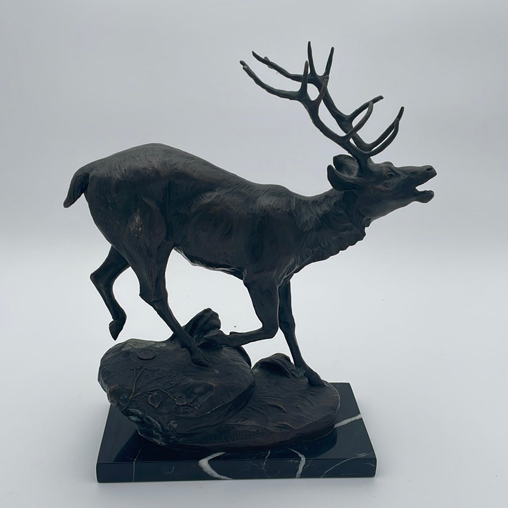 Antique elk or stag bronze
