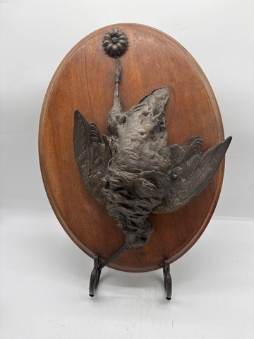 Bronze woodcock on wood plaque