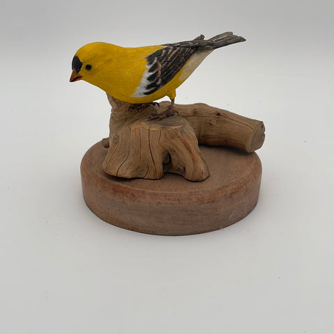 Carved yellow  goldfinch